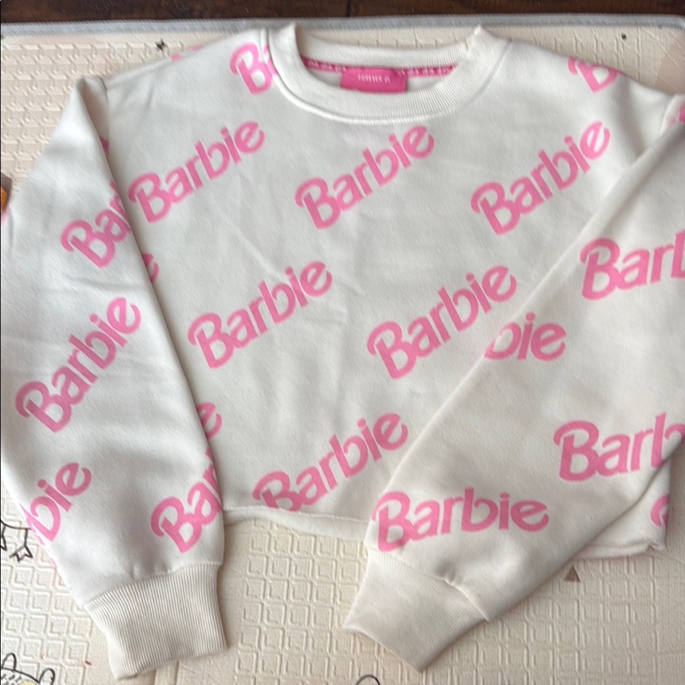 SMALL LIMITED EDITION Barbie Logo Sweatshirt in Cream and Pink